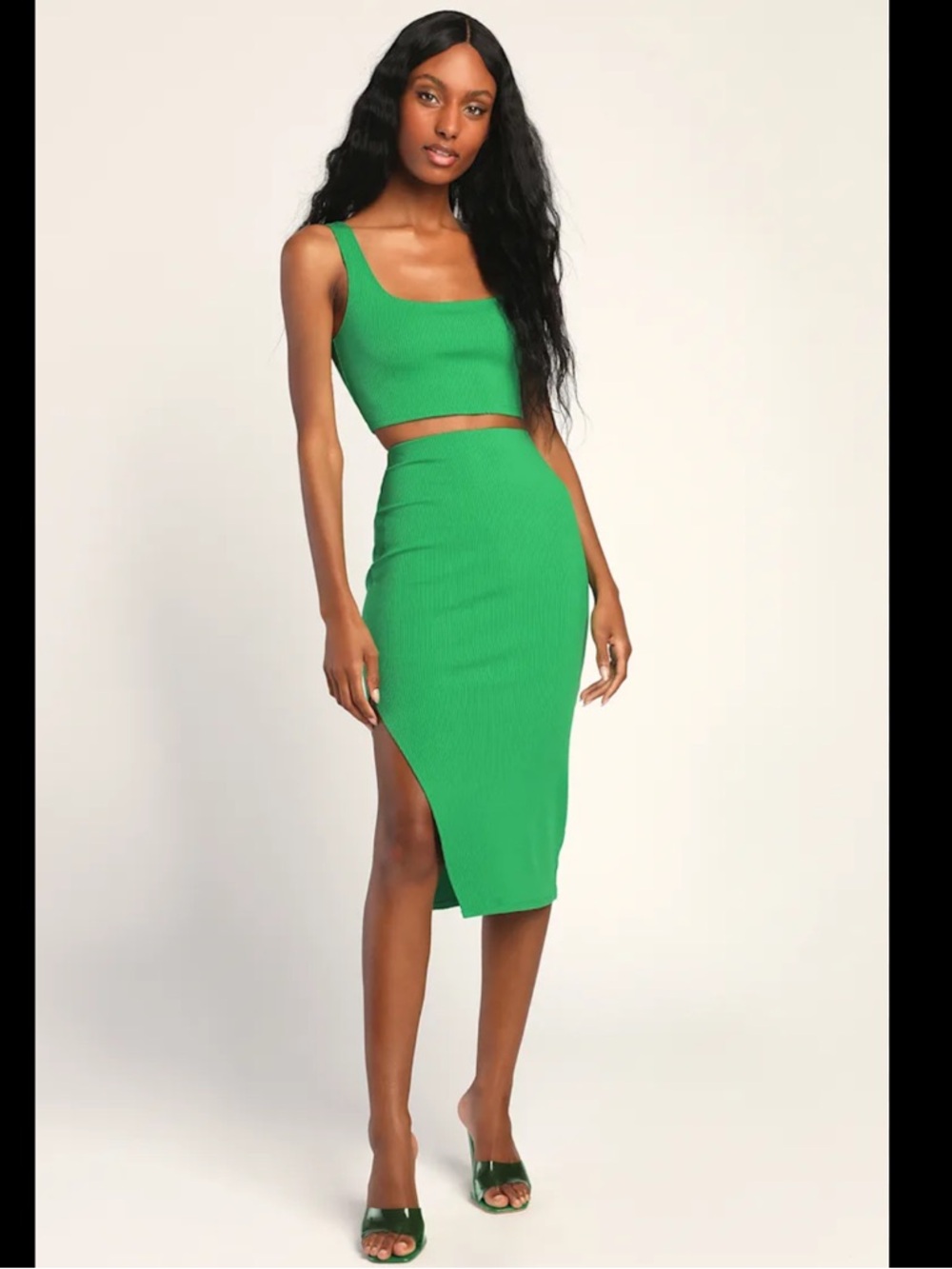 Set For Life Green Ribbed Bodycon Two-Piece
Dress